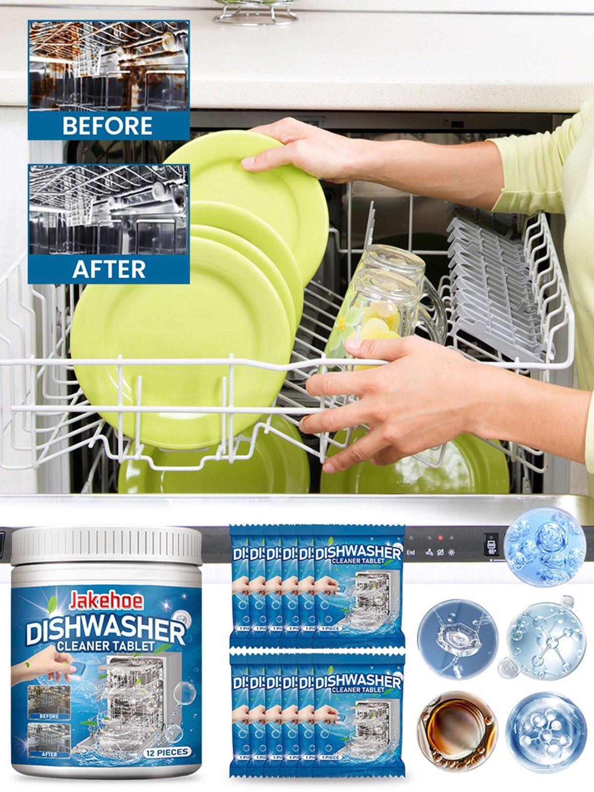 Dishwasher Cleaner,Dishwasher Cleaner Tablets 10Pack,Cleaning Descaler for Dishwasher Machine,Heavy Duty,Removes Grease \u0026 Build-ups,Cleaning Supplies